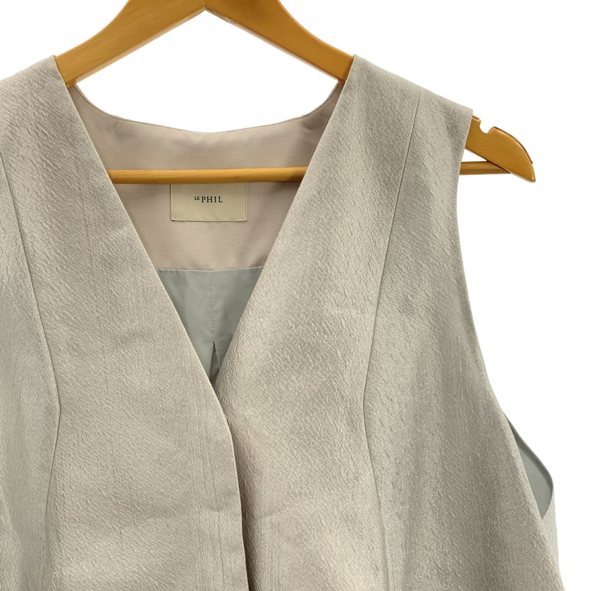 LE PHIL ルフィル シルク ジャガードジレ ブラウス 裏地付き F グレー レディース