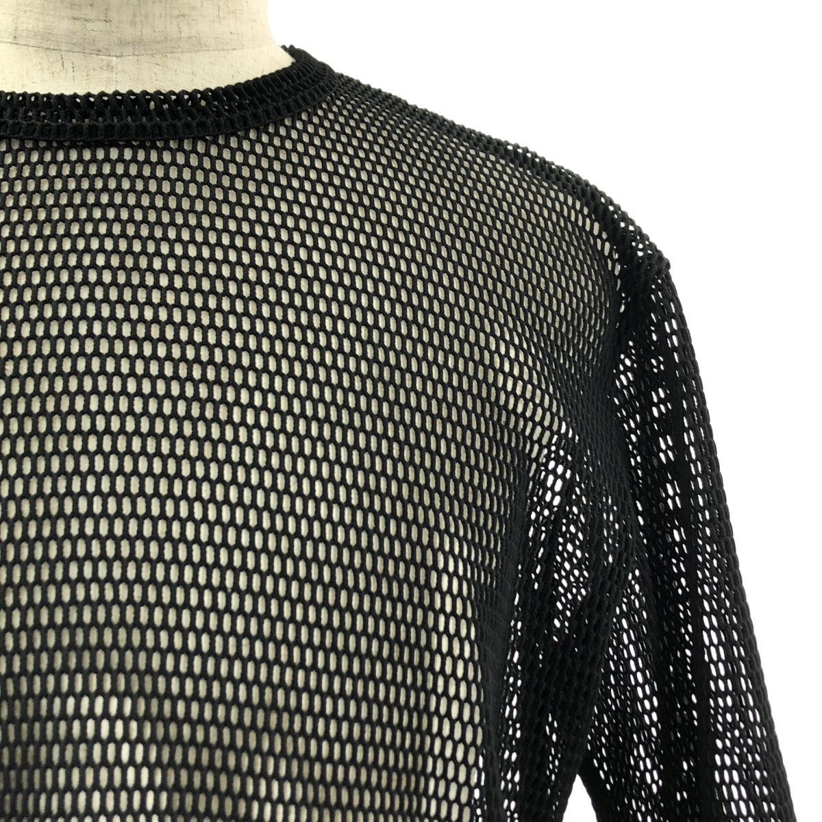 BLACK COMME des GARCONS ブラックコムデギャルソン 2025SS ポリエステル 変形 メッシュ クルーネック Tシャツ カットソー S ブラック メンズ