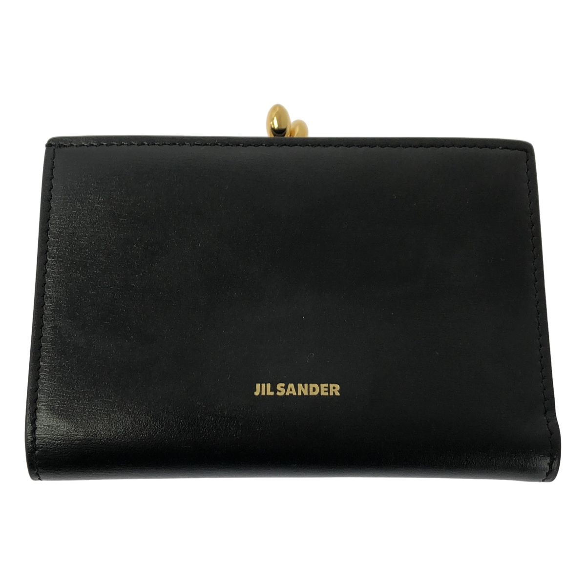 JIL SANDER ジルサンダー Calf Leather Goji Purse Small 二つ折り 財布 ブラック ゴールド レディース