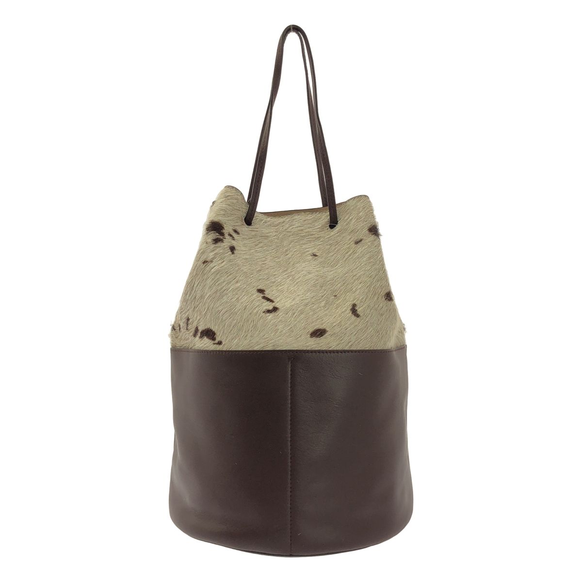 J-M DAVIDSON ジェイアンドエムデヴィッドソン ハラコ レザー 巾着 ショルダーバッグ ブラウン系 レディース