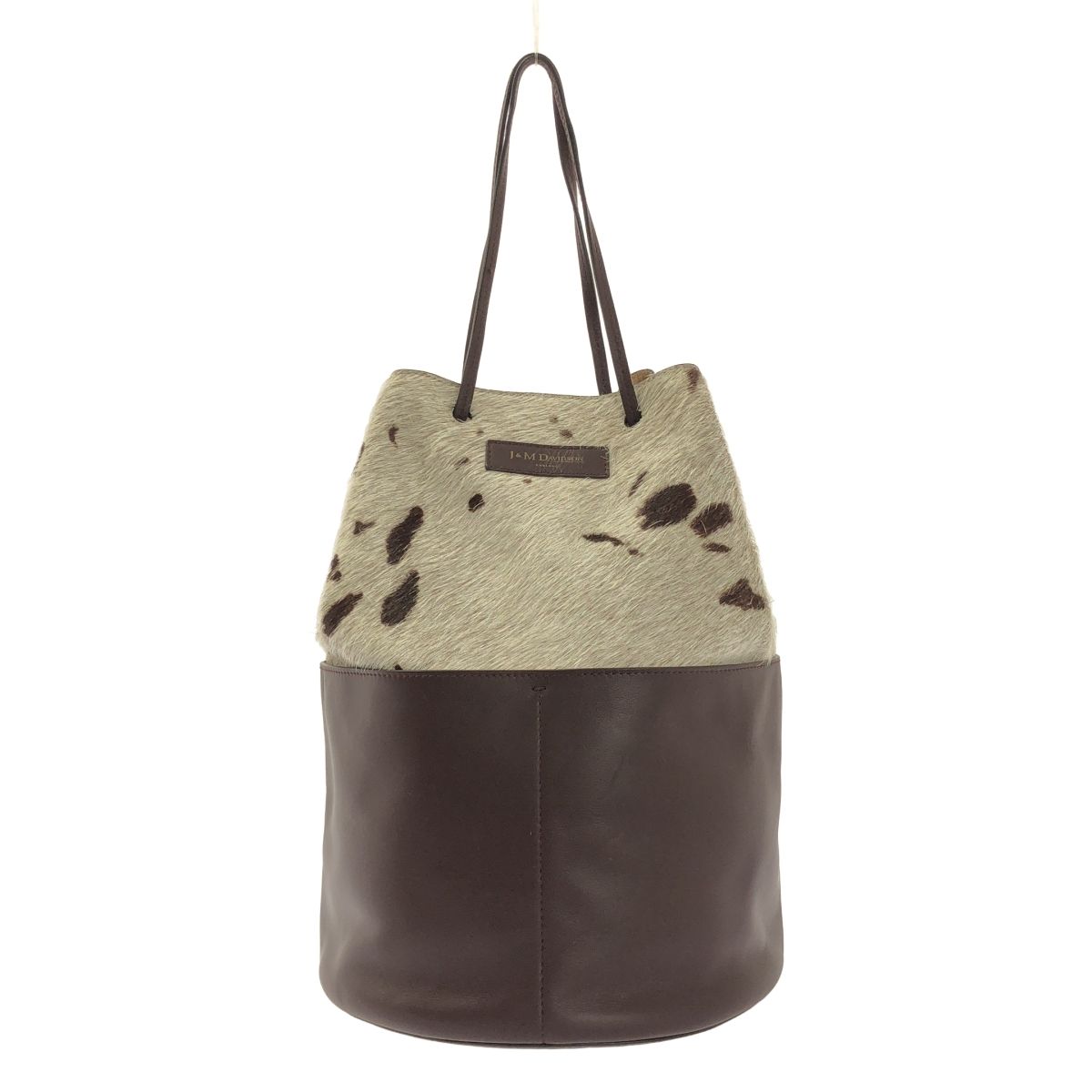 J-M DAVIDSON ジェイアンドエムデヴィッドソン ハラコ レザー 巾着 ショルダーバッグ ブラウン系 レディース