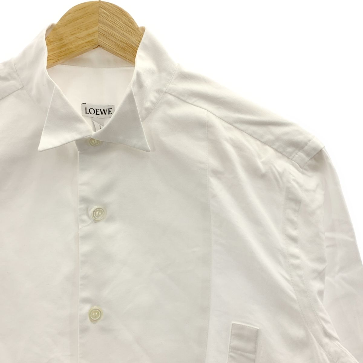LOEWE ロエベ アナグラム ワンポイントロゴ ドレス シャツ 38 ホワイト メンズ