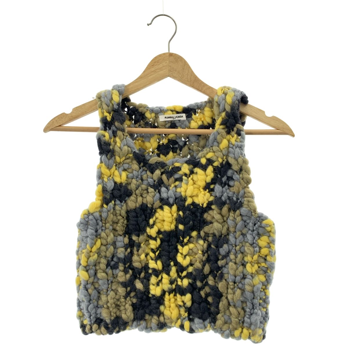 FUMIKA UCHIDA フミカウチダ SPACE DYED HAND KNITTED VEST ハンドニットベスト F グレー ベージュ イエロー レディース