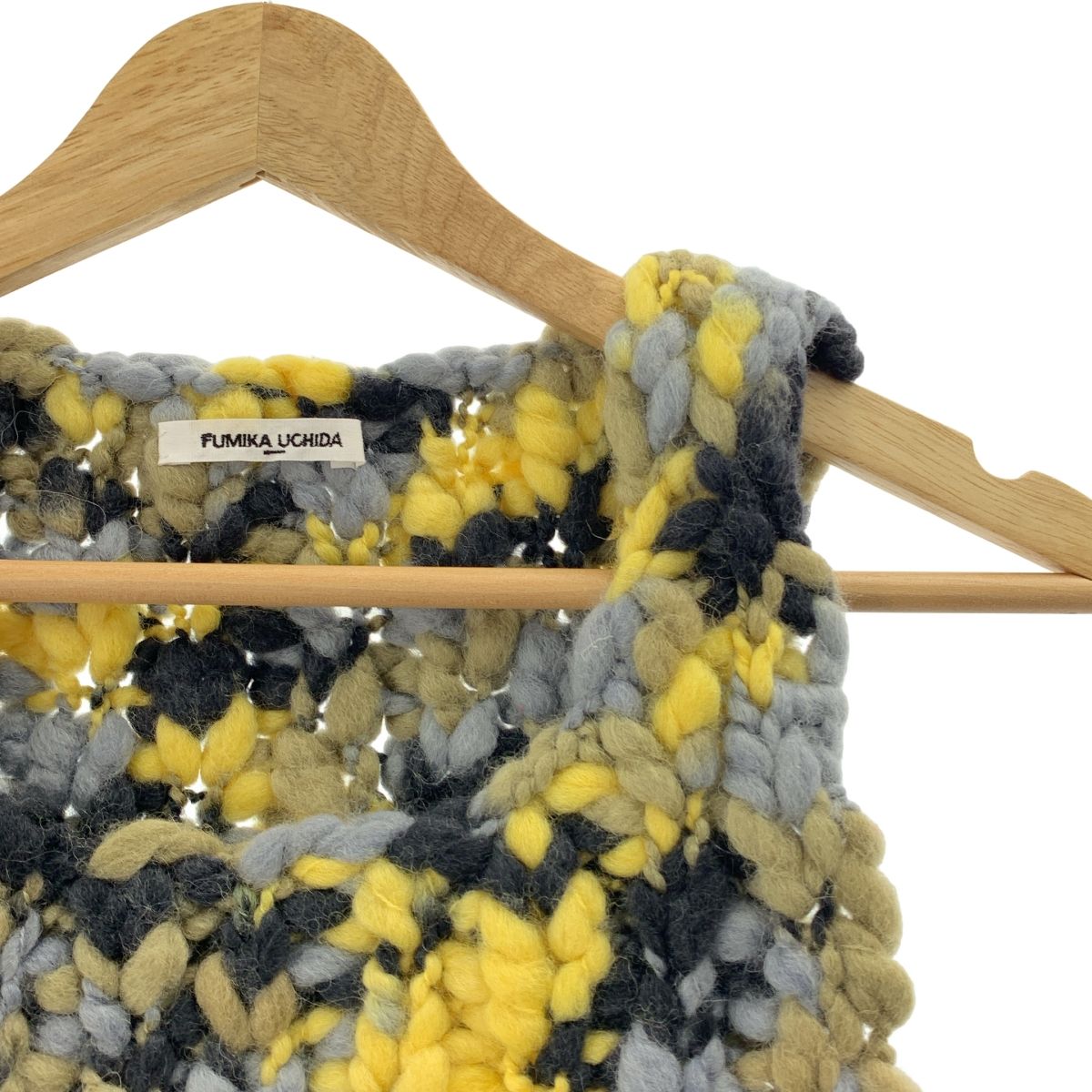 FUMIKA UCHIDA フミカウチダ SPACE DYED HAND KNITTED VEST ハンドニットベスト F グレー ベージュ イエロー レディース