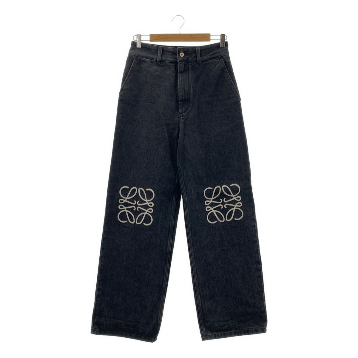 LOEWE ロエベ アナグラム バギージーンズ 34 ブラック レディース