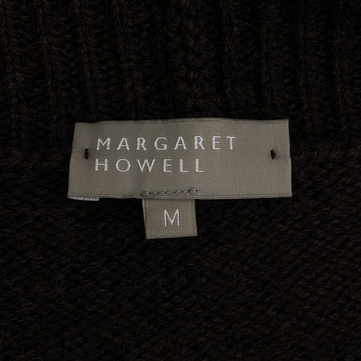 MARGARET HOWELL マーガレットハウエル ウール Vネック ニットカーディガン M ブラウン メンズ WWW_KARIMZIABAT_FR