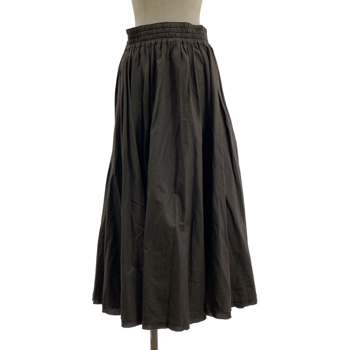 Y s ワイズヨウジヤマモト ギャザー ボリューム ウエストゴム ロングスカート 3 チャコール系 レディース