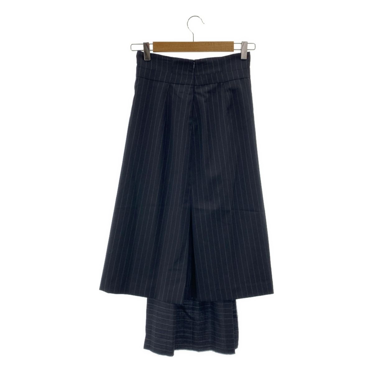 Off-White オフホワイト ウール ストライプ アシンメトリー プリーツスカート XS ネイビー レディース GULLKHAN_COM