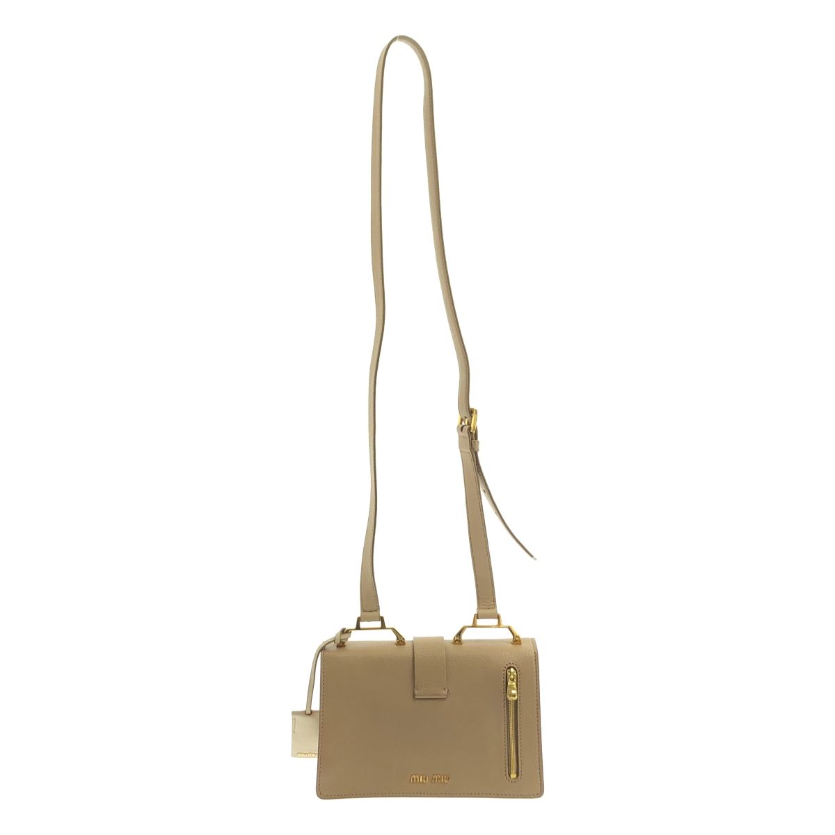 miu miu ミュウミュウ レザー ロゴ フラップ ショルダーバッグ ピンク レディース