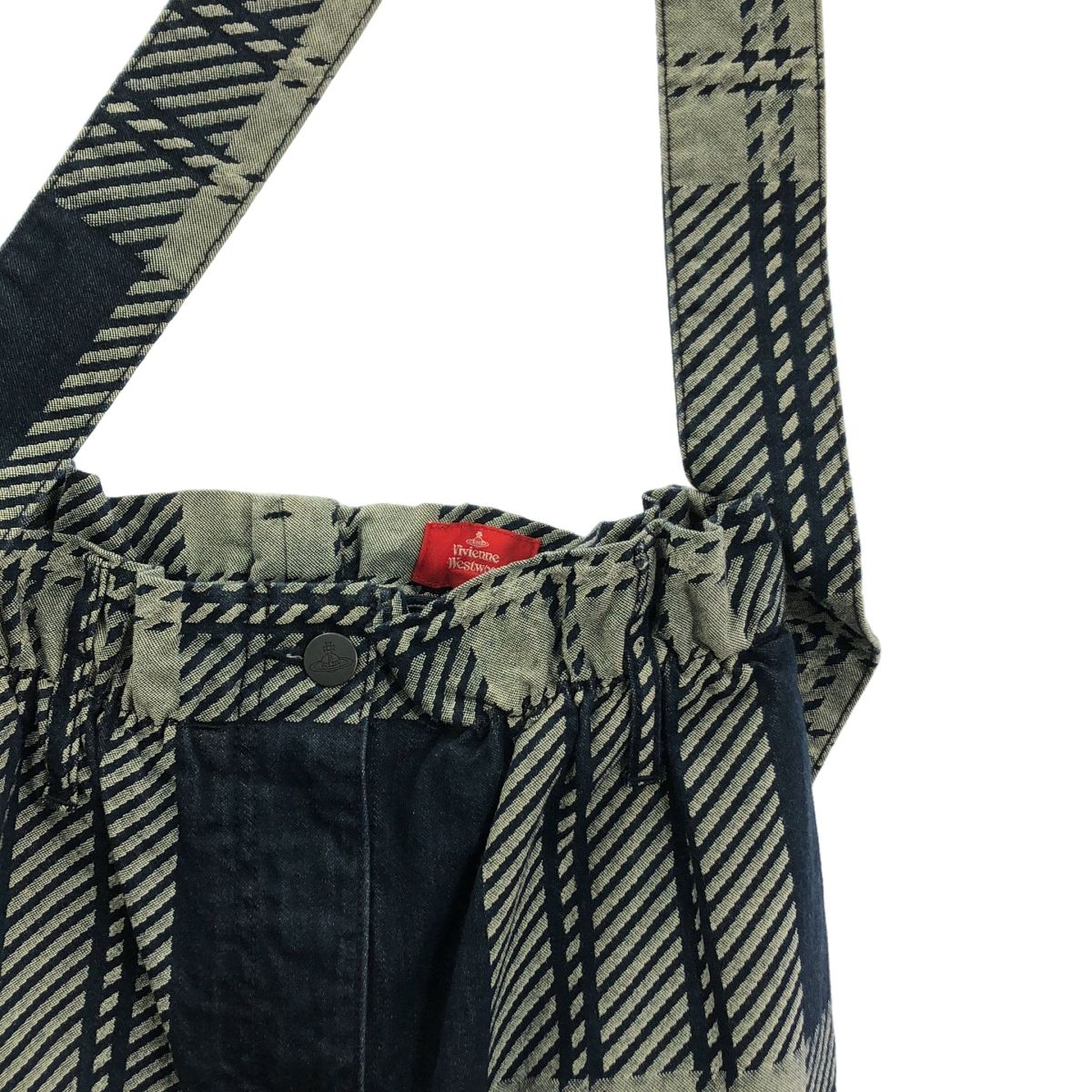 Vivienne Westwood ヴィヴィアンウエストウッド ジャガード ベルテッド スリット デニムスカート 00 インディゴ グレー レディース