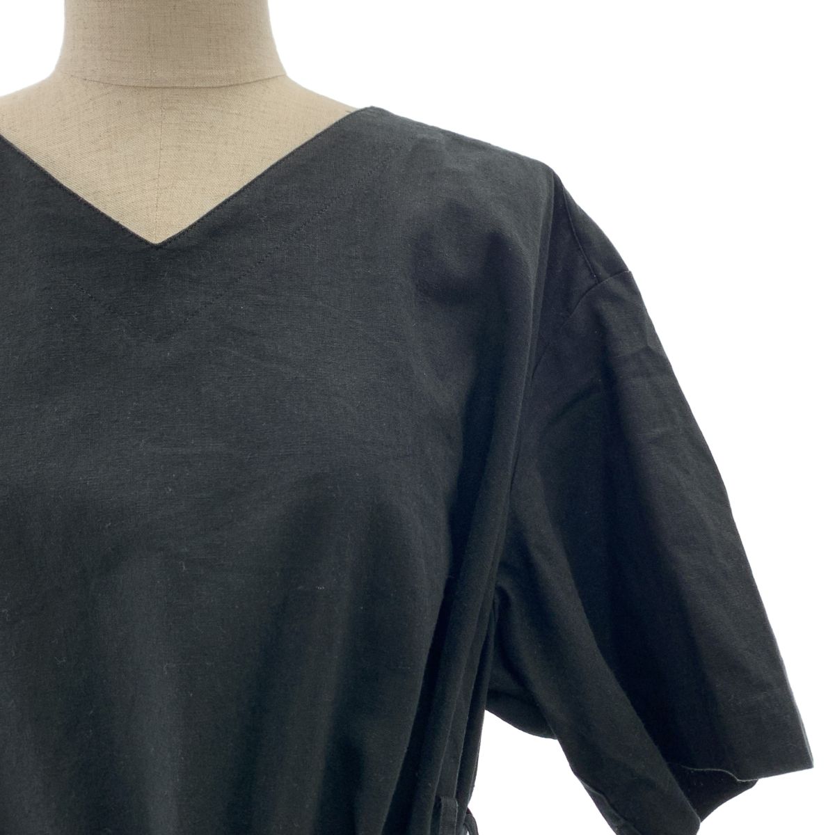 foufou フーフー THE DRESS 36 black linen dress ブラック リネン ドレス ワンピース 1 ブラック レディース