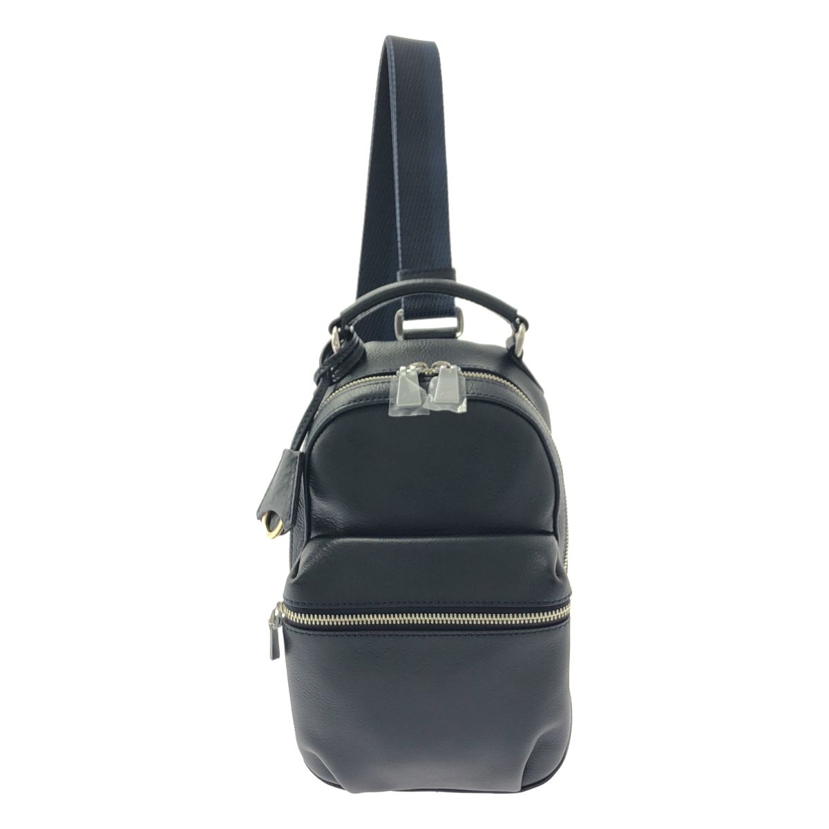 aniary アニアリ シュリンクレザー ボディバッグ ネイビー メンズ