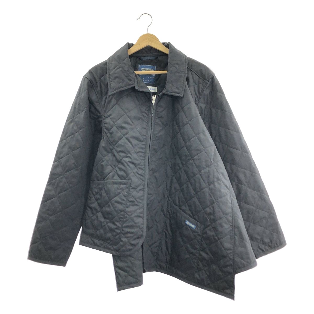 【美品】  COMME des GARCONS SHIRT / コムデギャルソンシャツ | × LAVENHAM / ラベンハム アシンメトリー キルティング ジャケット | S | ブラック | メンズ 美品】 COMME des GARCONS SHIRT / コムデギャルソンシャツ