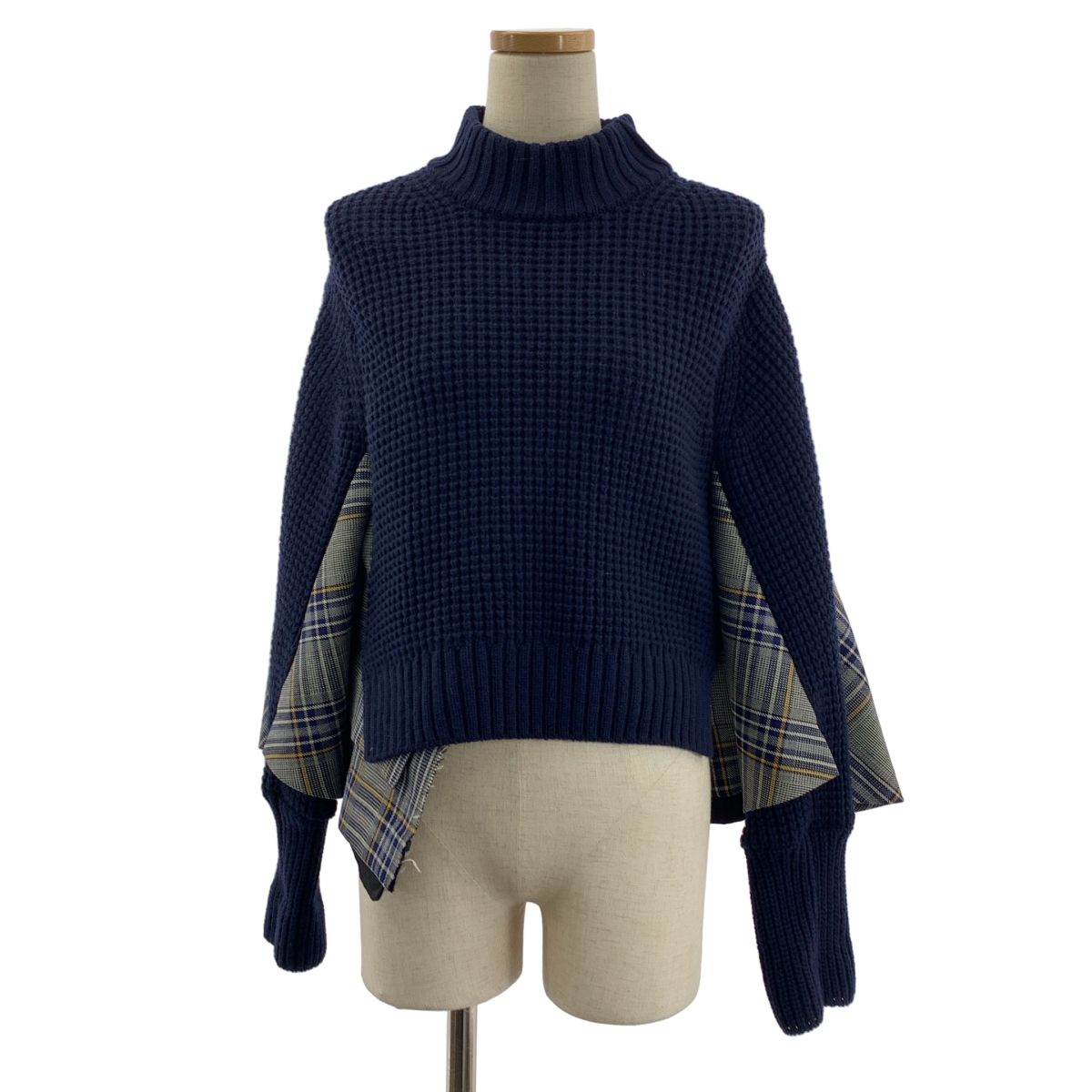sacai サカイ ジャケットドッキング プルオーバー ニット セーター 2 ネイビー レディース