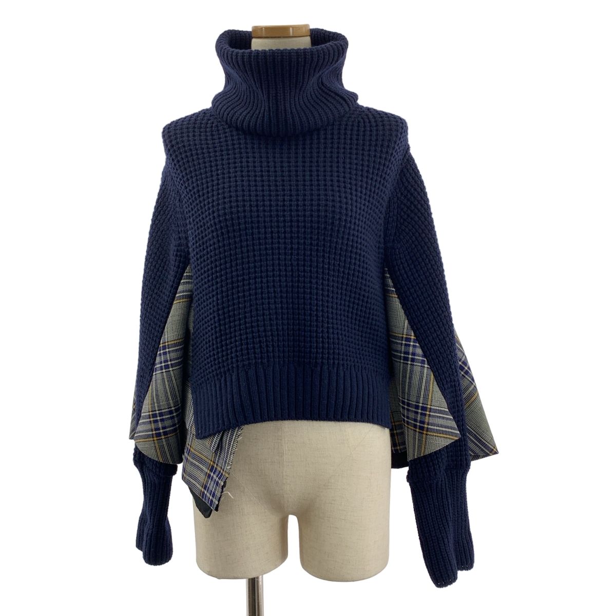  sacai サカイ ジャケットドッキング プルオーバー ニット セーター 2 ネイビー レディース その他 トップス