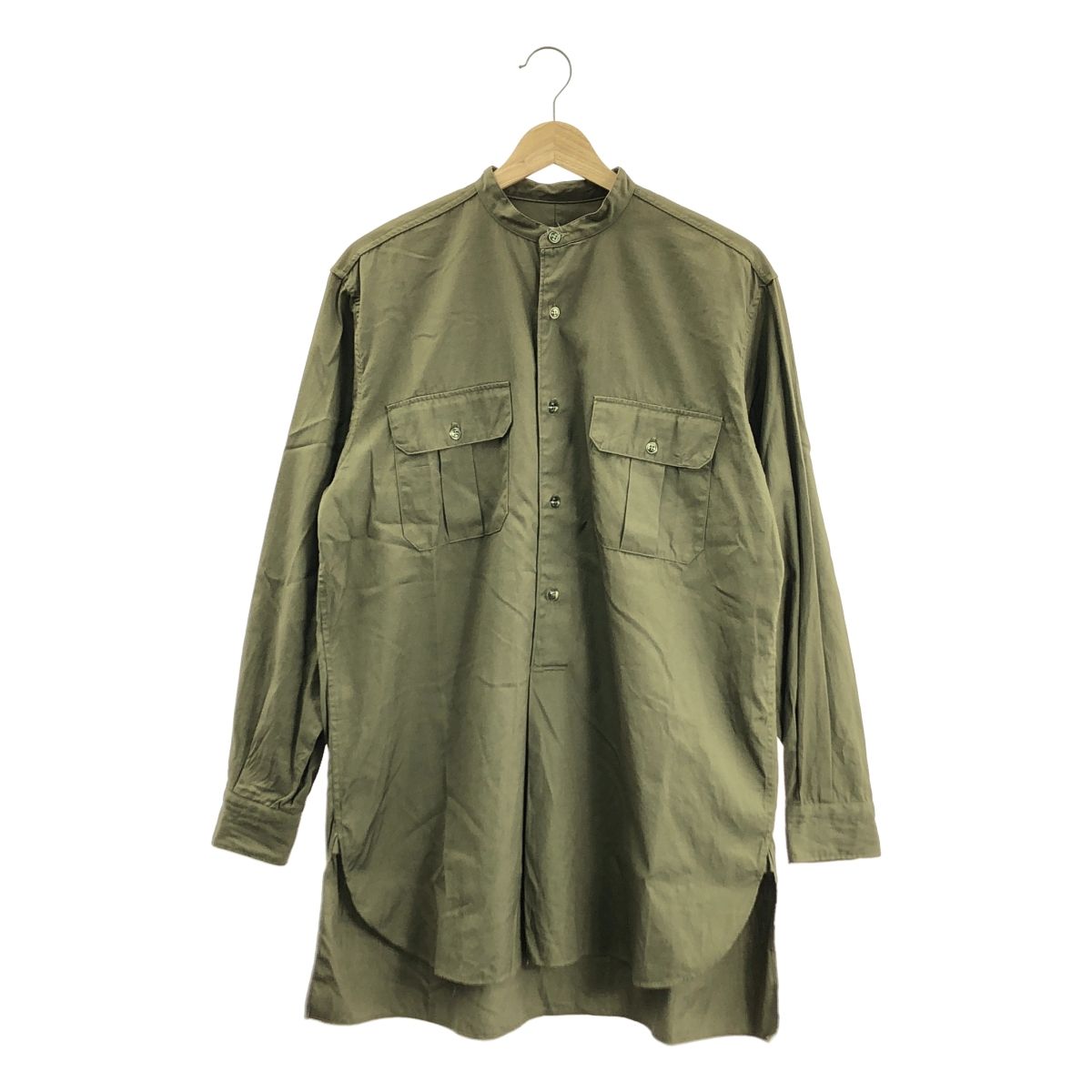 COMOLI コモリ Band color shirt コットン バンド シャツ 1 カーキ メンズ