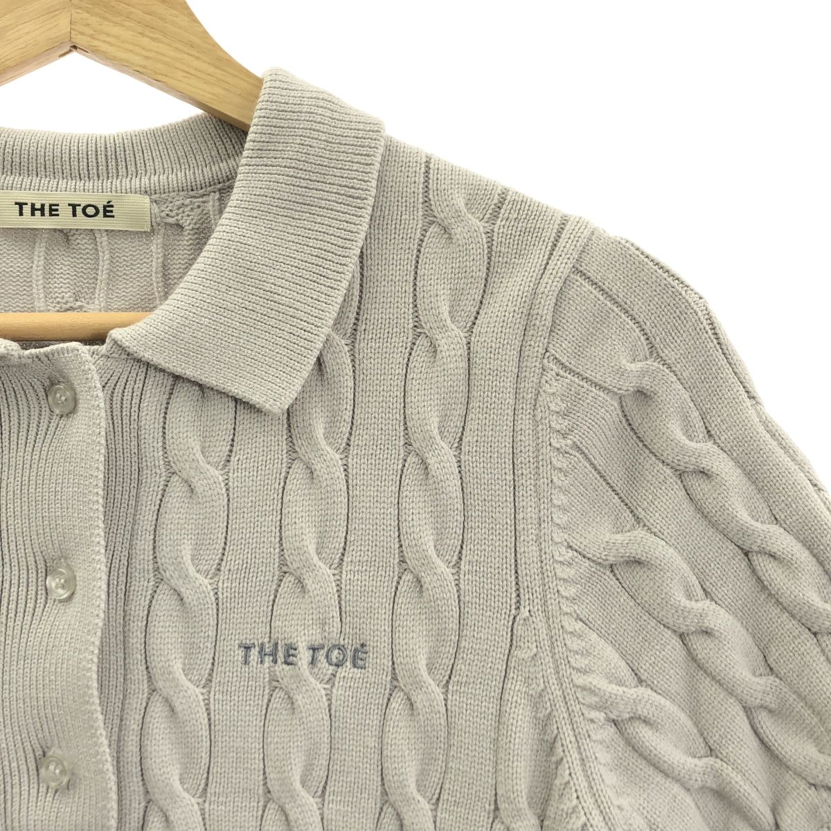 THE TOE ザトゥー Herald Short Sleeve Polo Knit ケーブル ポロニット S グレー レディース