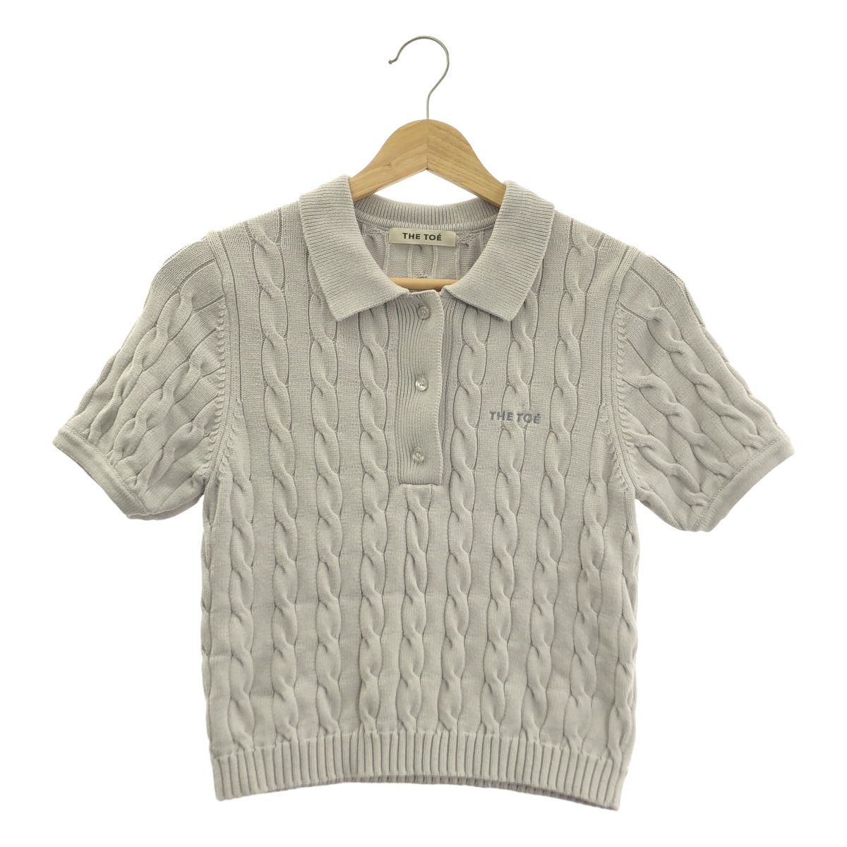THE TOE ザトゥー Herald Short Sleeve Polo Knit ケーブル ポロニット S グレー レディース