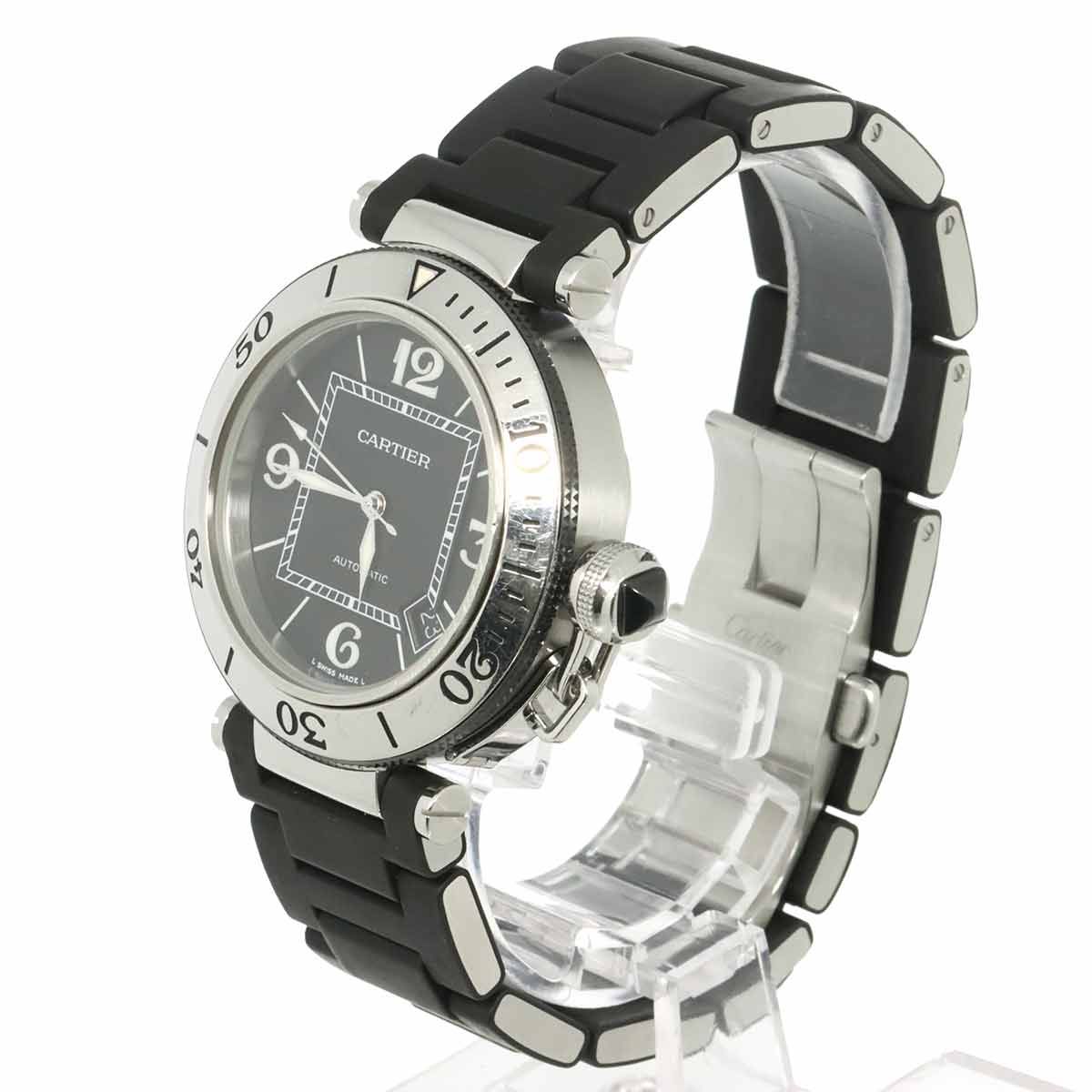 カルティエ Cartier パシャ シータイマー メンズ 腕時計 デイト ブラック オートマ 自動巻き Pasha Seatimer