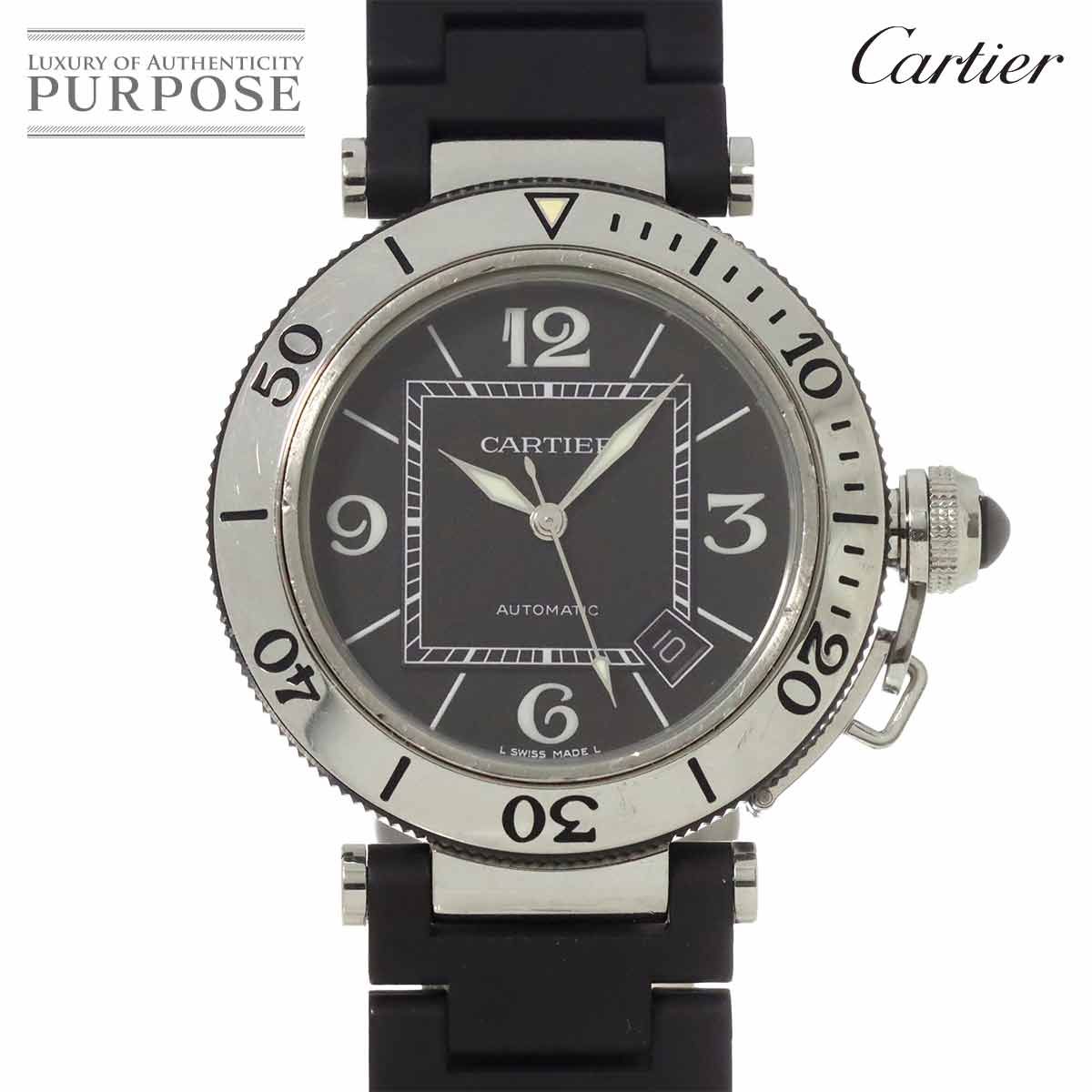 カルティエ Cartier パシャ シータイマー W31077U2 メンズ 腕時計 デイト ブラック オートマ 自動巻き Pasha Seatimer 90300970