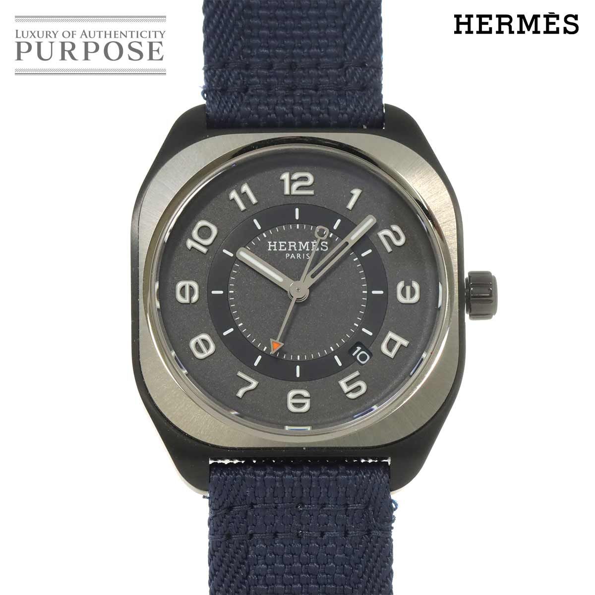 エルメス HERMES H08 SP1 741a メンズ 腕時計 デイト グレー チタン オートマ 自動巻き ウォッチ 90301042