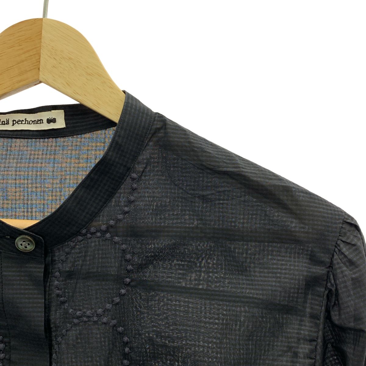 mina perhonen ミナペルホネン tambourine タンバリン コットン シルク ブルゾン シャツ 40 ブラック レディース