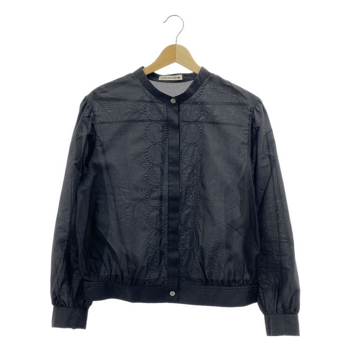 mina perhonen ミナペルホネン tambourine タンバリン コットン シルク ブルゾン シャツ 40 ブラック レディース