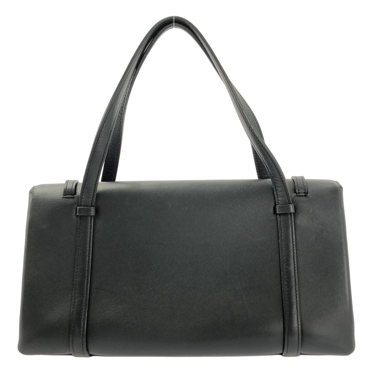 Cartier カルティエ カボション レザー スクエア ハンド バッグ ブラック レディース