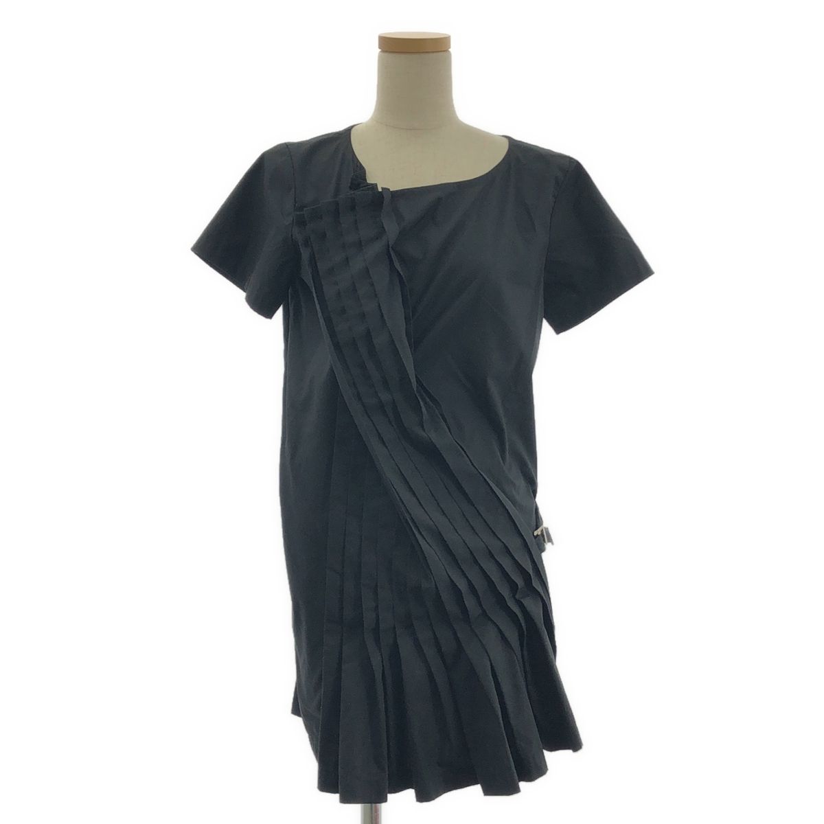 tricot COMME des GARCONS トリココムデギャルソン 1999AW コットン プリーツ アシンメトリー ブラウス M ブラック レディース