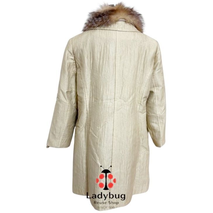 レリアン キルティングコート シルクブレンド シャンパンベージュ 中綿ライナー付き 11号