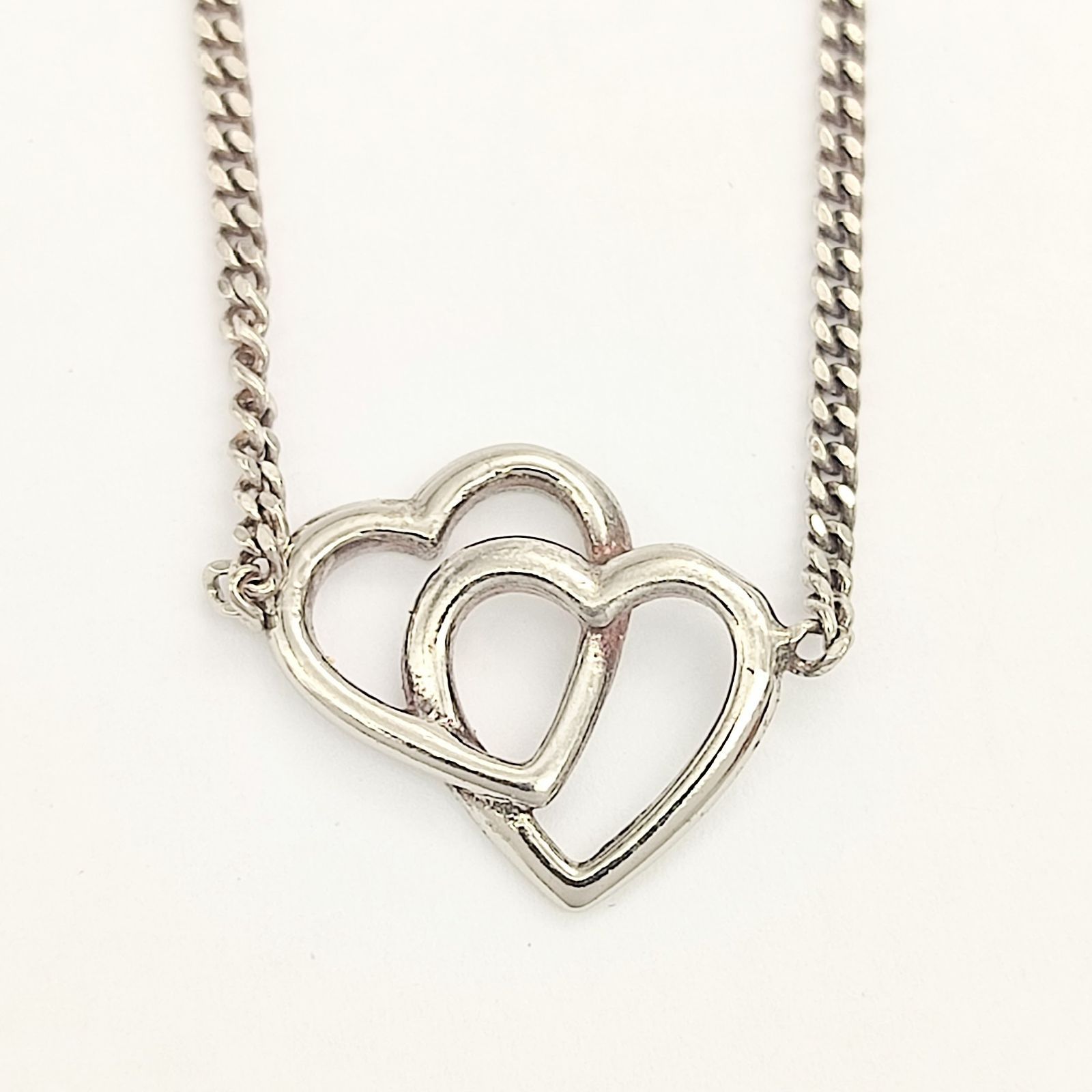 美品】ウノアエレ UNOAERRE ダブルハートネックレス シルバー925