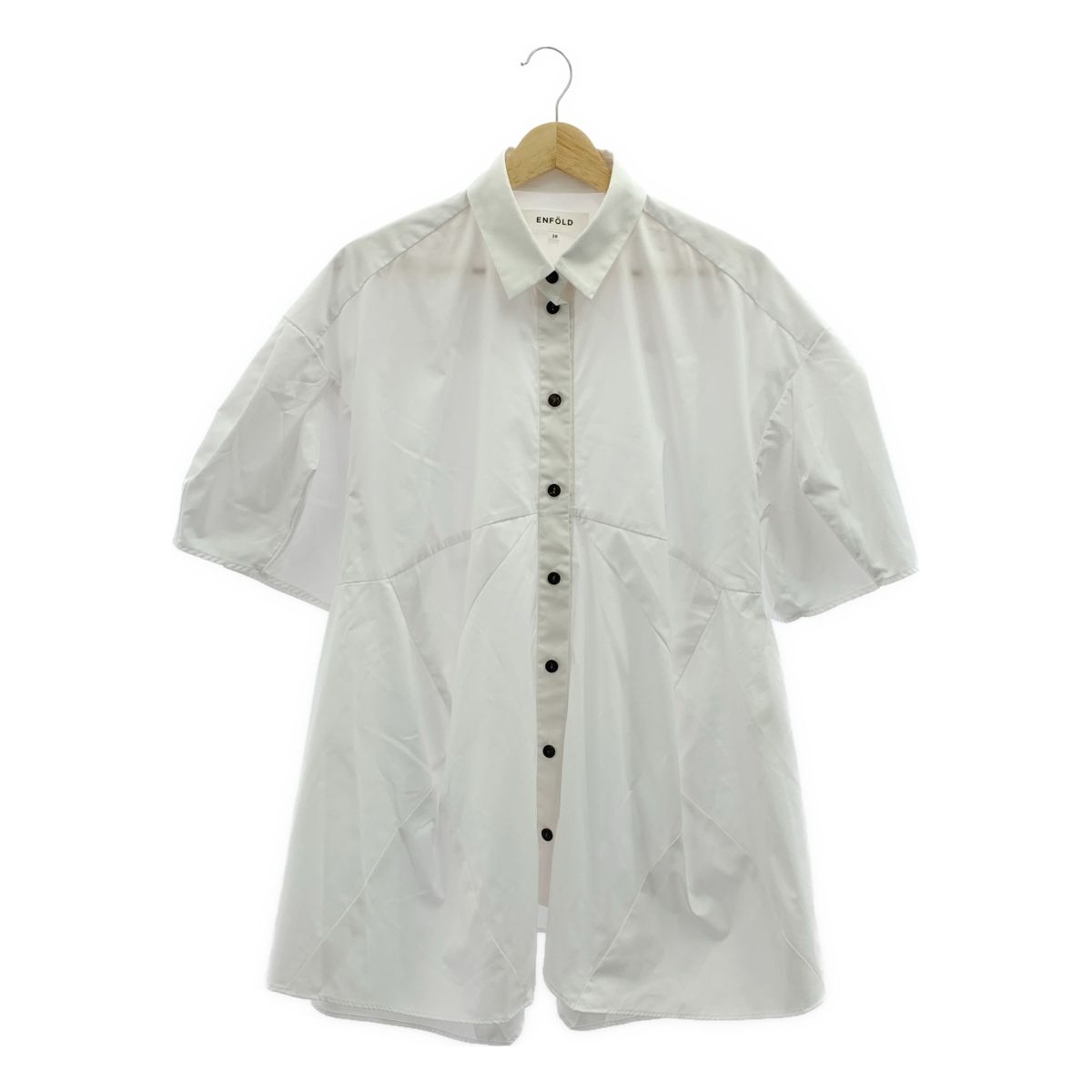 ENFOLD エンフォルド HALF‐SLEEVES SHIRT コットン ハーフスリーブ シャツ 38 ホワイト レディース