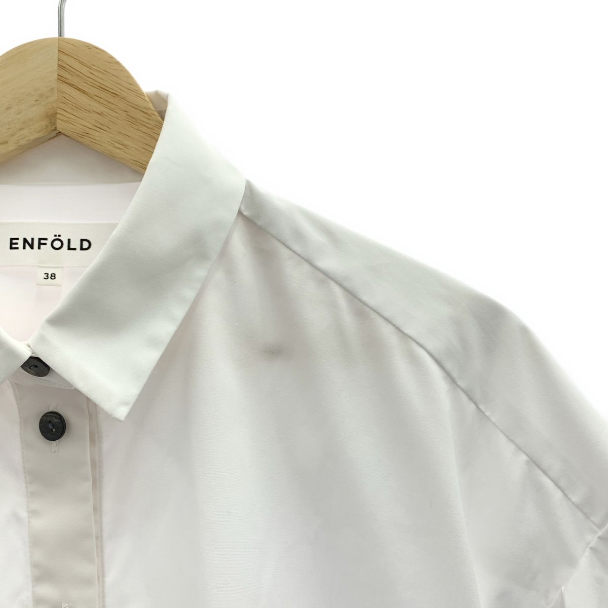 ENFOLD エンフォルド HALF‐SLEEVES SHIRT コットン ハーフスリーブ シャツ 38 ホワイト レディース