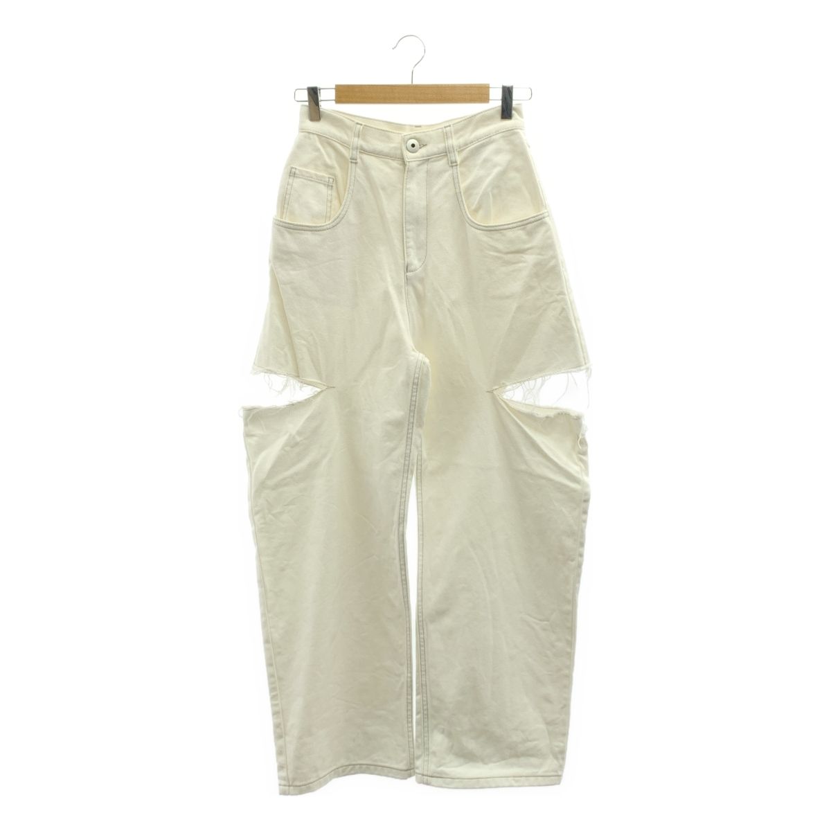 Maison Margiela メゾンマルジェラ スラッシュディテール デニムパンツ 38 ホワイト レディース