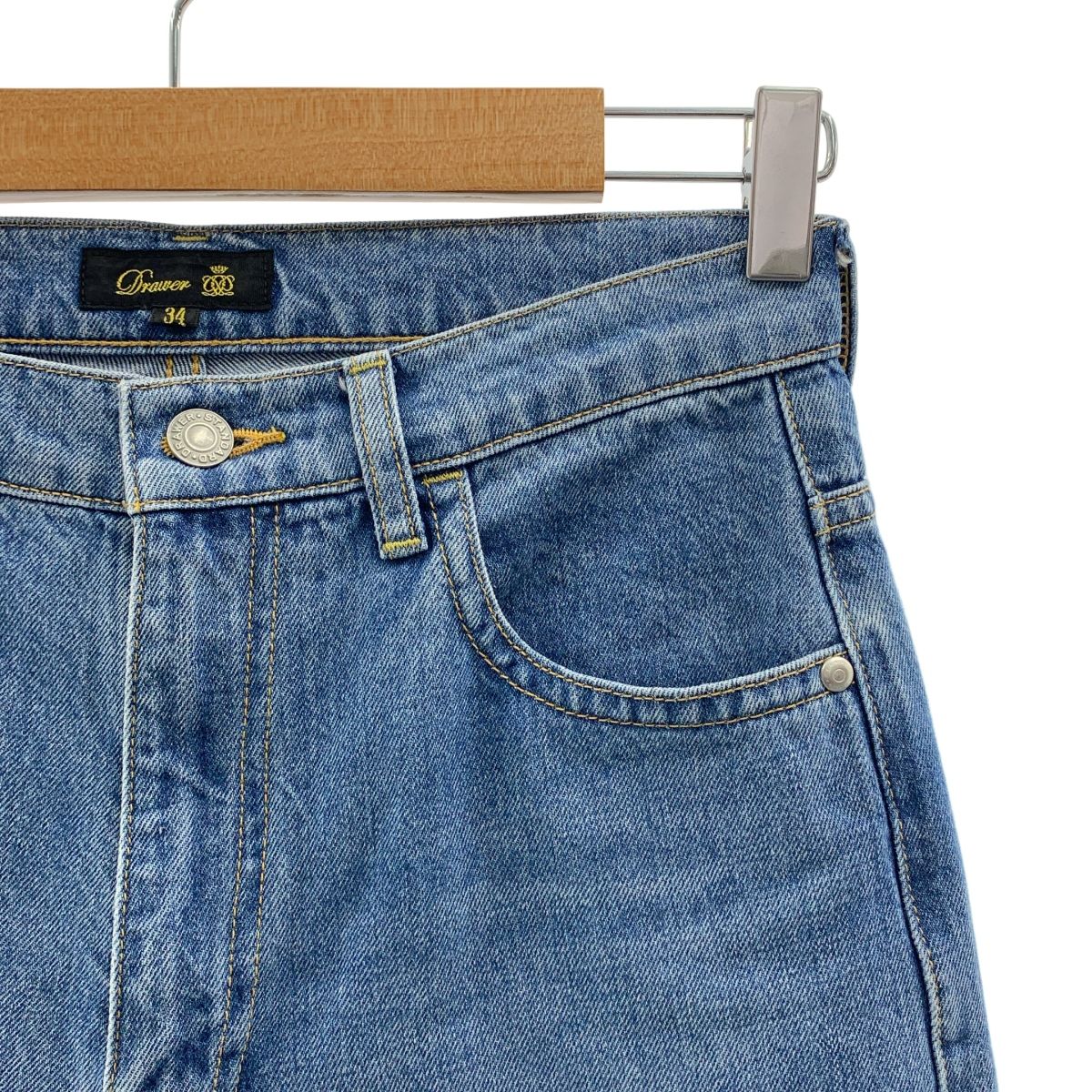 Drawer ドゥロワー カットオフ デニム パンツ 34 インディゴ レディース