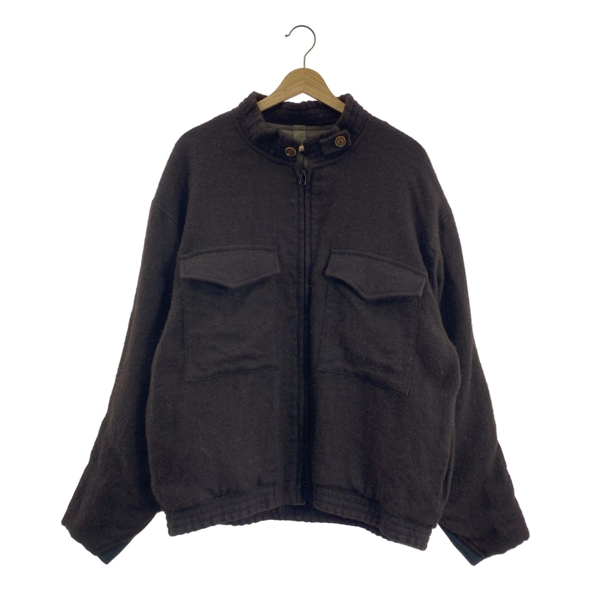 DA S ダズ アルパカ ミリタリー ジップアップジャケット 3 ブラウン メンズ