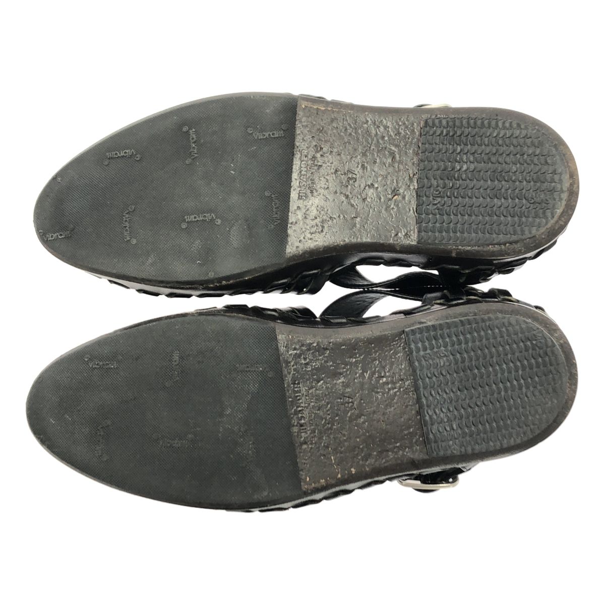  JIL SANDER ジルサンダー 2025 SS woven lether flat sandal レザー グルカ アンクルストラップ シューズ 37 ブラック レディース その他 靴