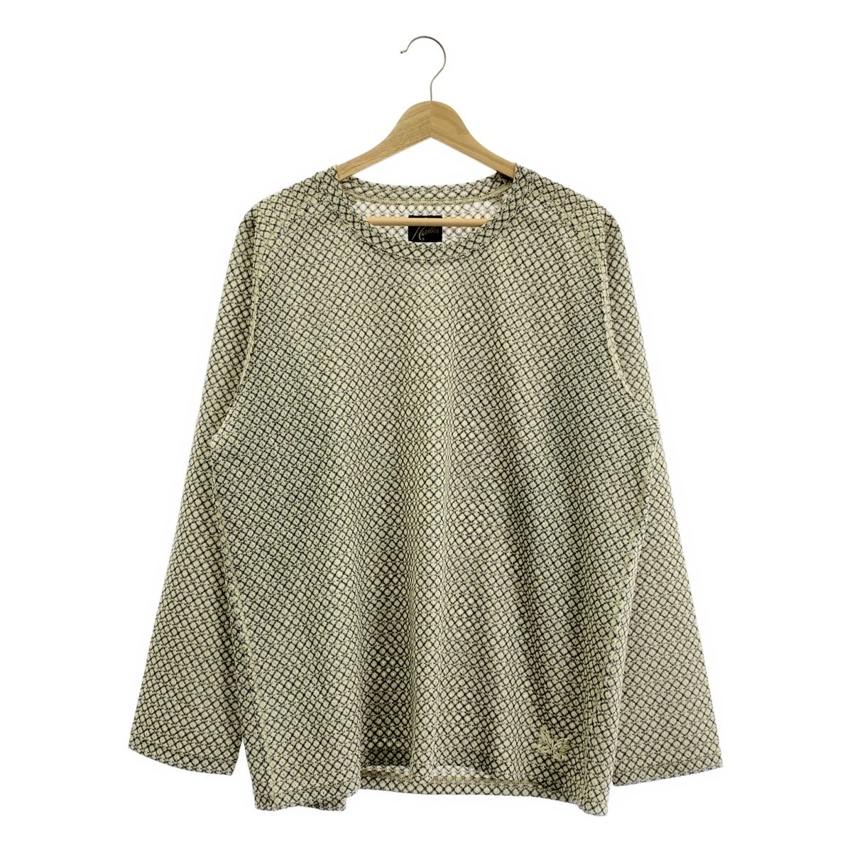 Needles ニードルス L S U-Neck Tee - R PE Russell パピヨン ニット カットソー M ベージュ ネイビー系 メンズ