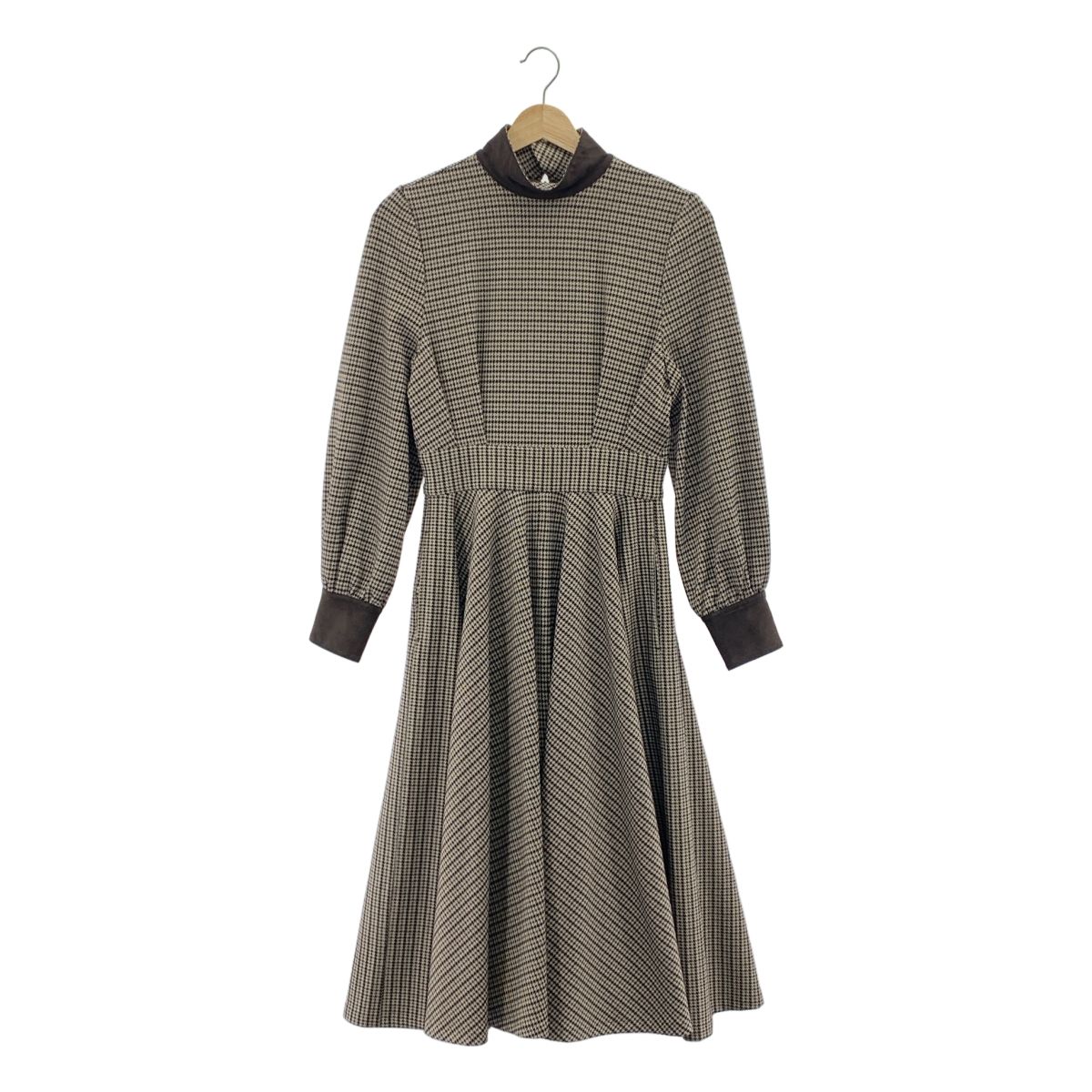 foufou フーフー checked one piece chidori 千鳥格子柄 チェック ロングワンピース 0 ブラウン レディース