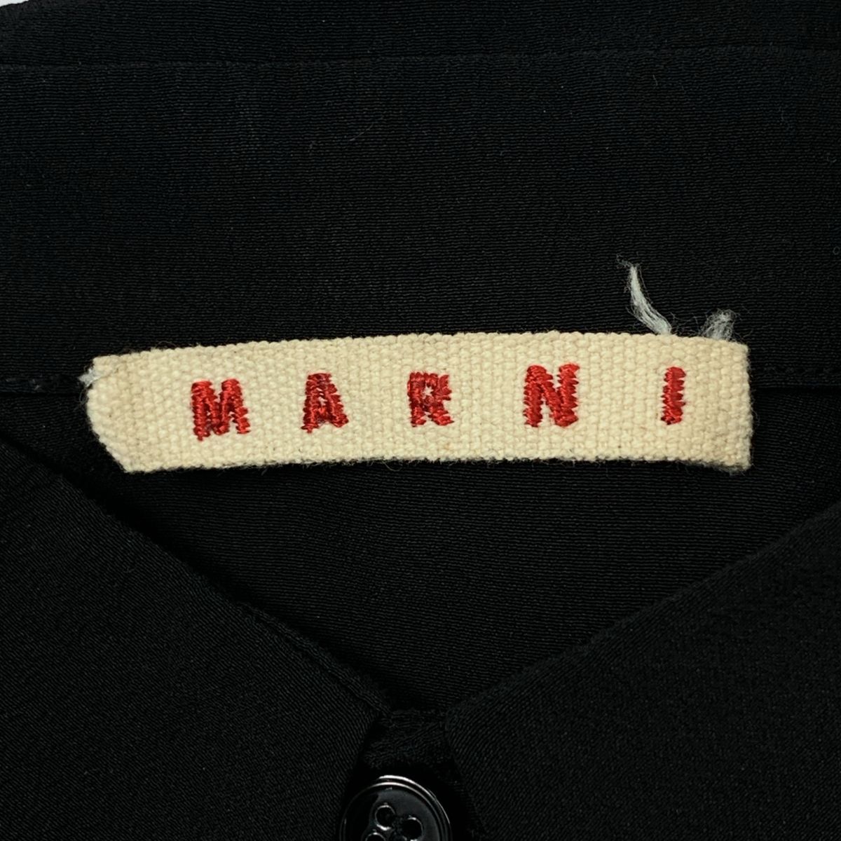 MARNI / マルニ | シルク切替 長袖 ポロシャツ | 40 | ブラック 
