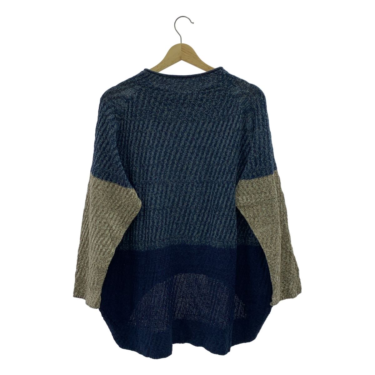  tamaki niime 玉木新雌 タマキニイメ コットン ドルマンスリーブ ニット プルオーバー ブルー ホワイト レディース その他 トップス