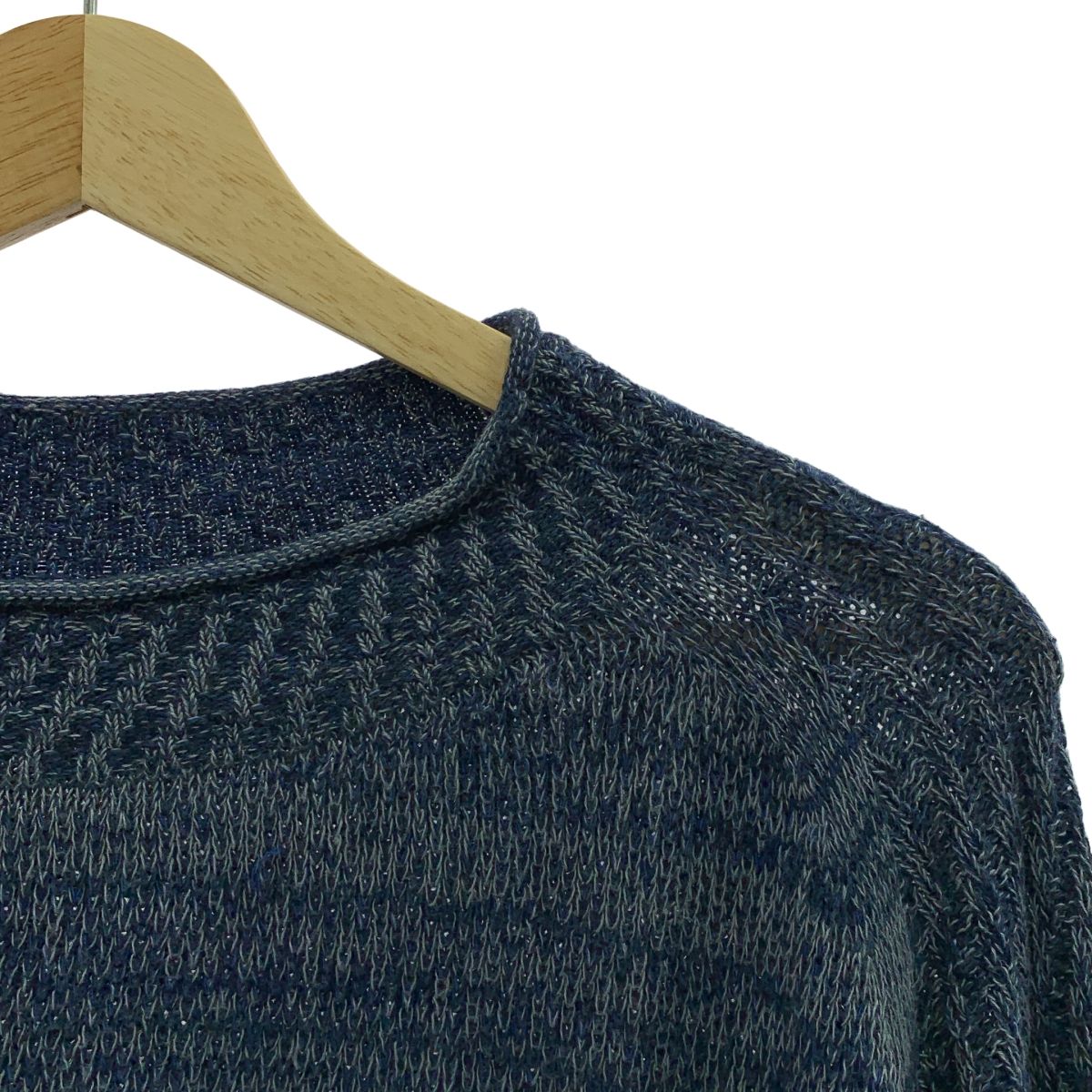 tamaki niime 玉木新雌 タマキニイメ コットン ドルマンスリーブ ニット プルオーバー ブルー ホワイト レディース