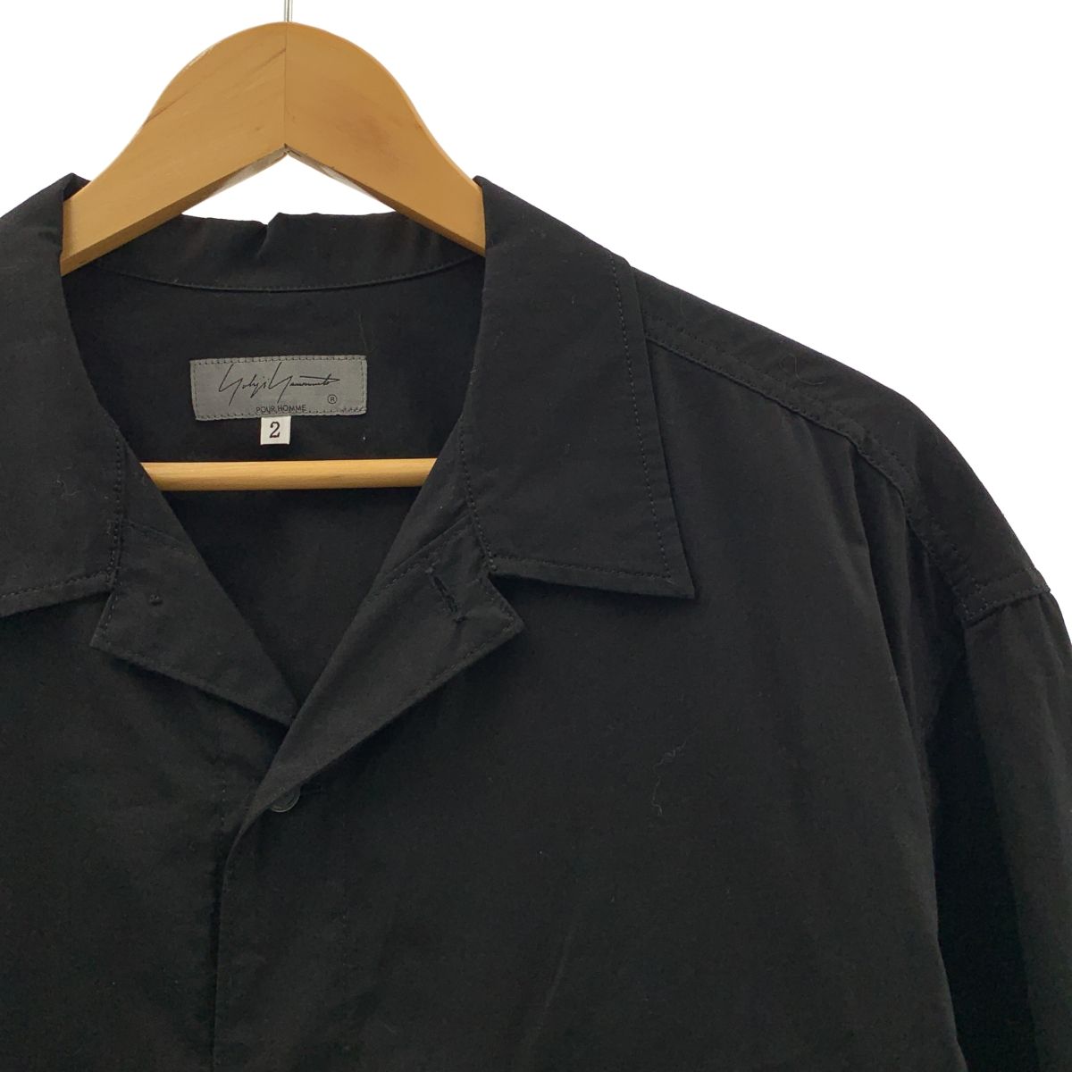 YOHJI YAMAMOTO POUR HOMME ヨウジヤマモトプールオム 2025AW CHAIN STITCH BROAD 3PKT SHIRT コットン シャツ 2 ブラック メンズ