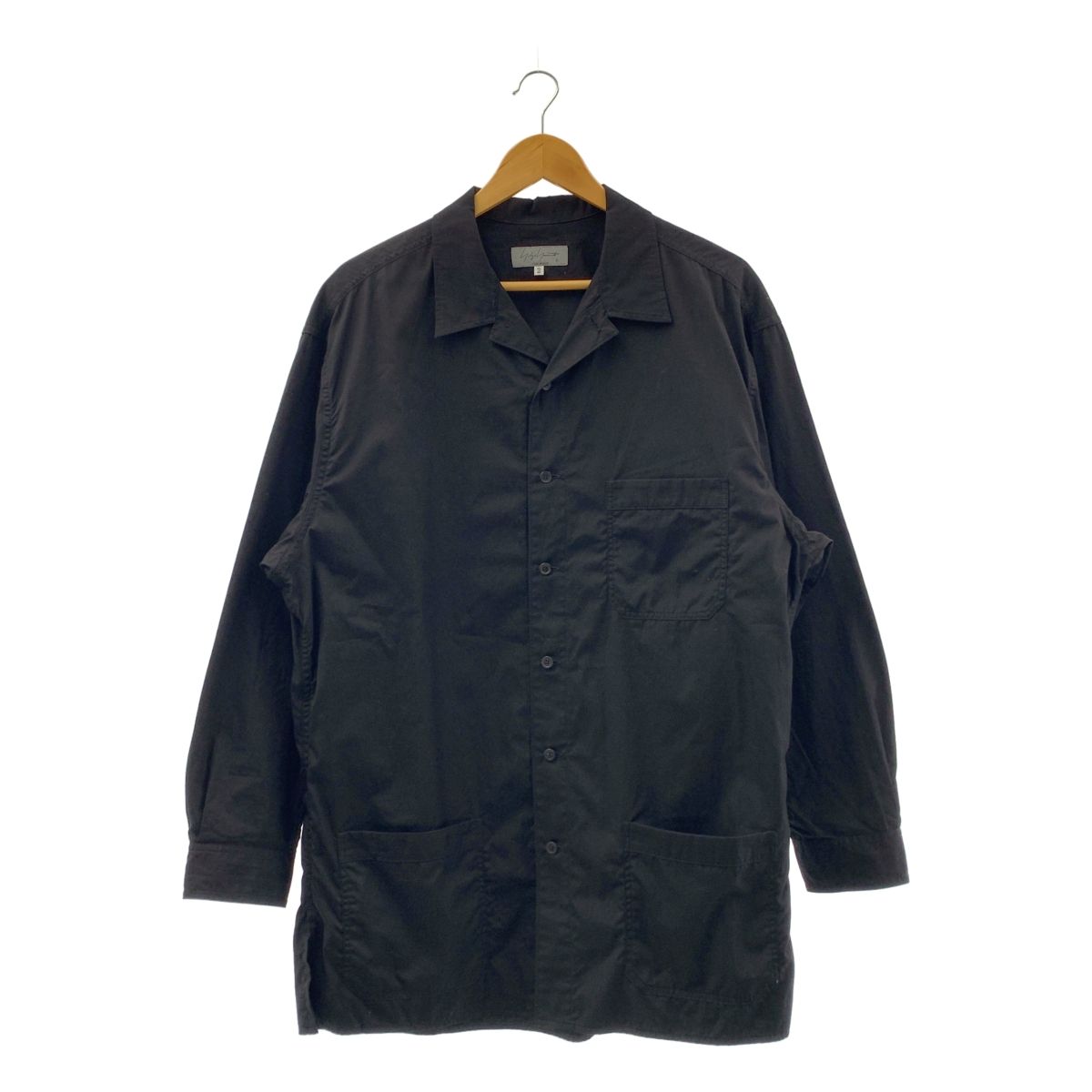 YOHJI YAMAMOTO POUR HOMME ヨウジヤマモトプールオム 2025AW CHAIN STITCH BROAD 3PKT SHIRT コットン シャツ 2 ブラック メンズ