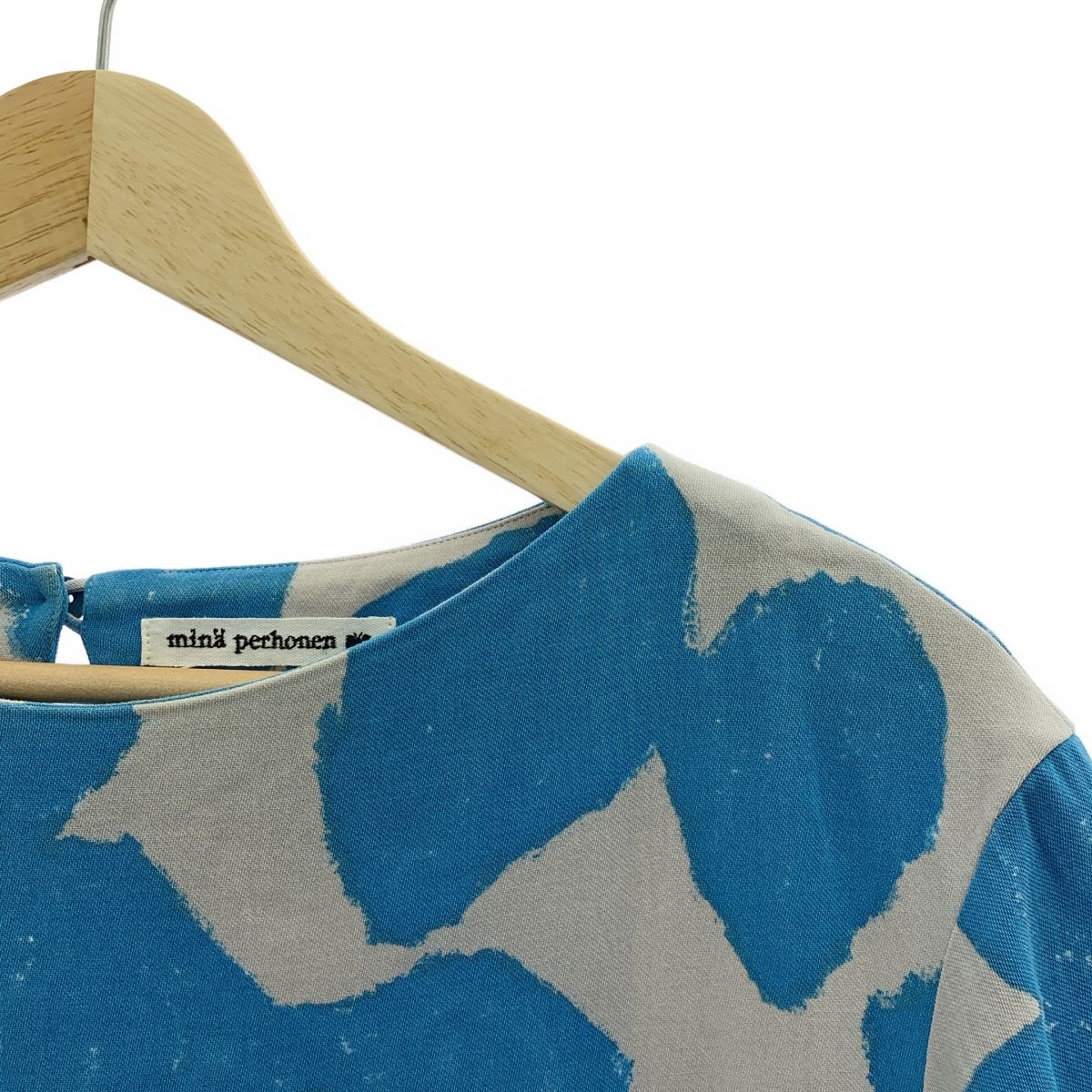 mina perhonen ミナペルホネン slow dance プリント プルオーバー 半袖ブラウス 36 グレー ブルー レディース