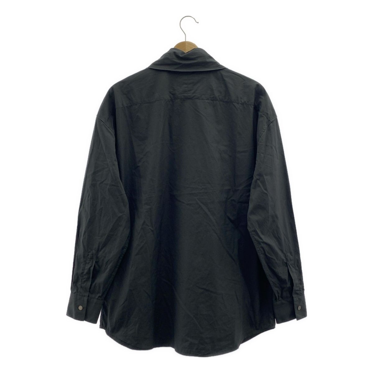 HERMES エルメス コットン タイ セリエボタン オーバーシルエット シャツ 15 38 チャコール系 メンズ KARIMZIABAT_FR