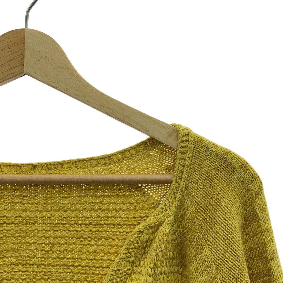 tamaki niime 玉木新雌 タマキニイメ コットン ボタンレス カーディガン イエロー レディース