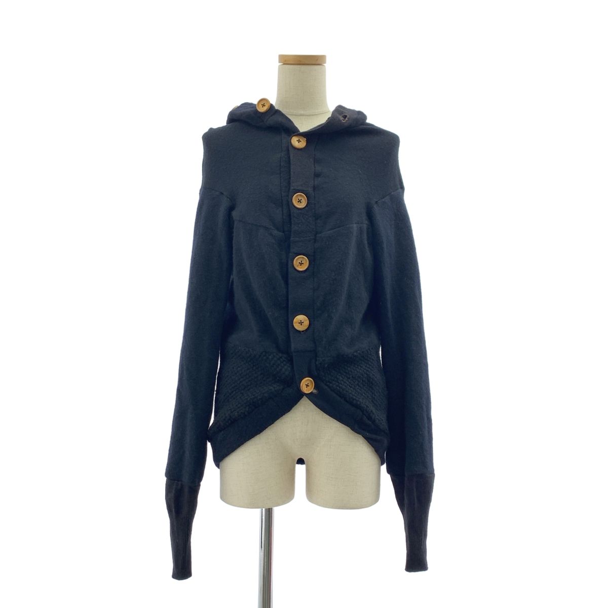 GEOFFREY B.SMALL ジェフリーBスモール ウッドボタン ニット カーディガン M ブラック レディース