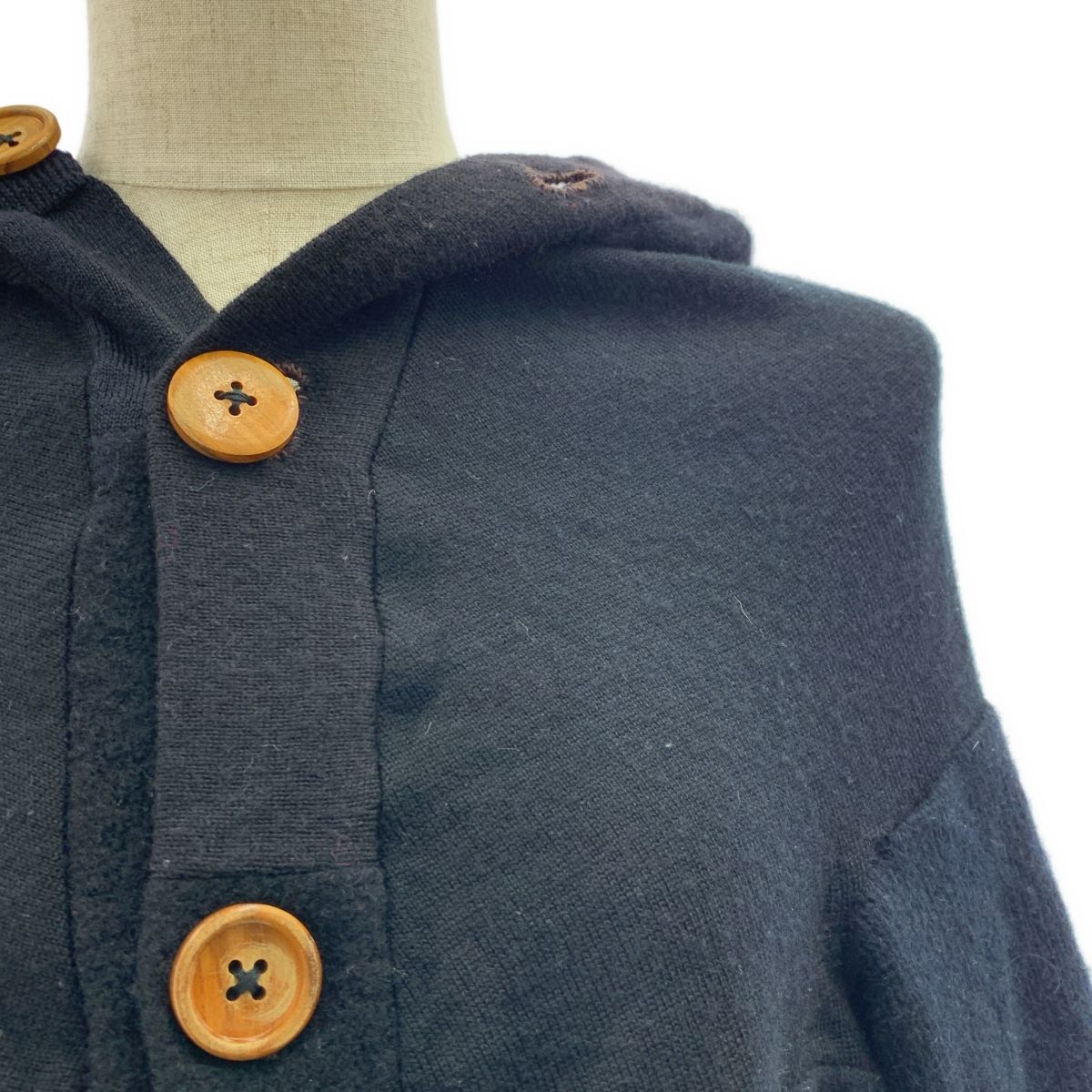 GEOFFREY B.SMALL ジェフリーBスモール ウッドボタン ニット カーディガン M ブラック レディース