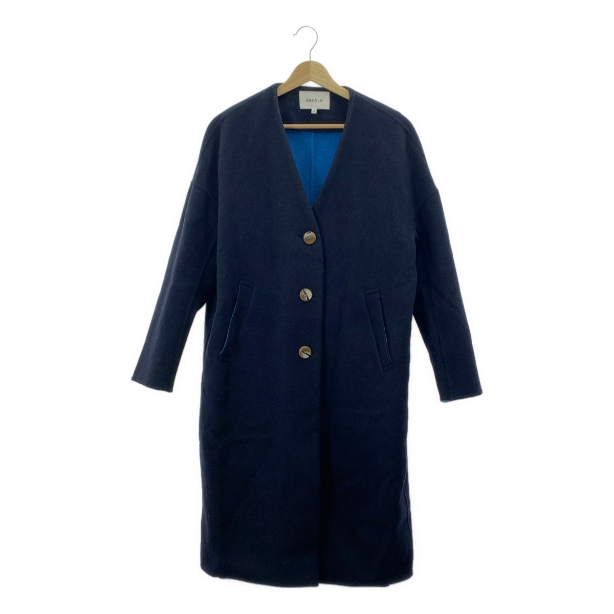 ENFOLD / エンフォルド | ウールリバーノーカラーストレートコート